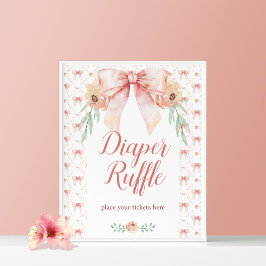 Coquette Bow Bloemen Luier Raffle Poster