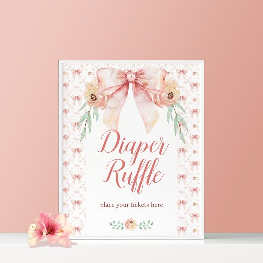 Coquette Bow Bloemen Luier Raffle Poster