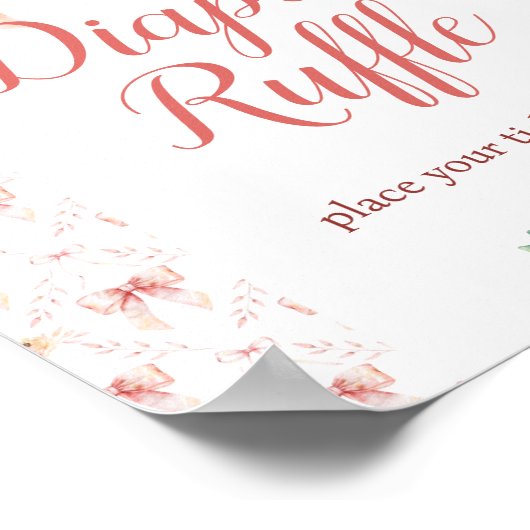 Coquette Bow Bloemen Luier Raffle Poster (Hoek)