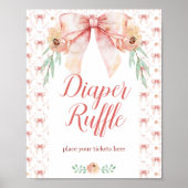 Coquette Bow Bloemen Luier Raffle Poster (Voorkant)