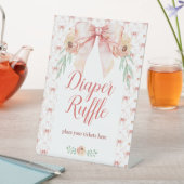 Coquette Bow Bloemen Luier Raffle Teken Reclamebord Met Voetstuk (Insitu)