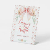 Coquette Bow Bloemen Luier Raffle Teken Reclamebord Met Voetstuk (Voorkant)
