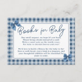Coquette Bow Blue Jeans Denim Books Baby shower Informatiekaartje (Voorkant)