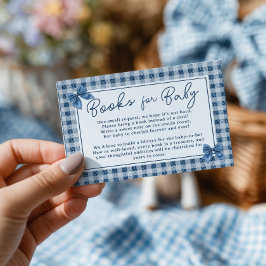 Coquette Bow Blue Jeans Denim Books Baby shower Informatiekaartje