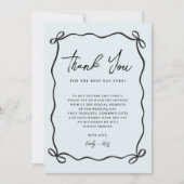 Coquette Bow Blue Wedding Photo Bedankkaart (Voorkant)