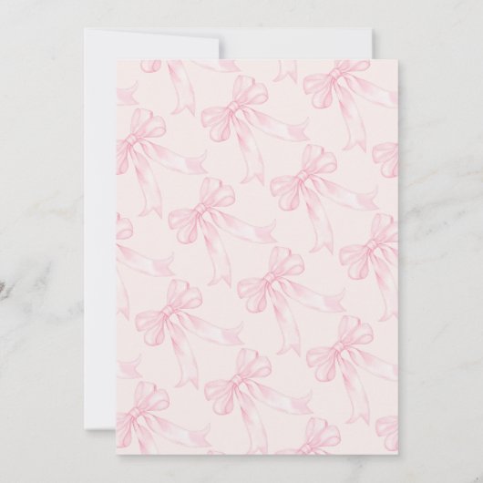 Coquette Bow Blush Roze Bruids Douche Uitnodiging (Achterkant)