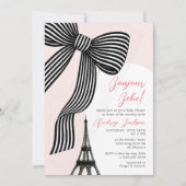 Coquette Bow Bonjour Bébé Parisian Baby Shower Kaart (Voorkant)