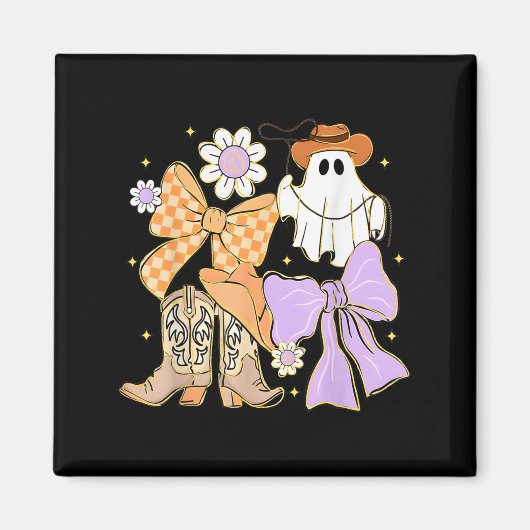 Coquette Bow Boo Ghost Boots Western Cowboy Cowgir Magneet (Voorkant)