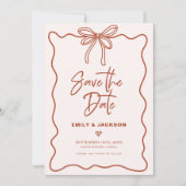 Coquette Bow Border Wedding Save The Date Kaart (Voorkant)