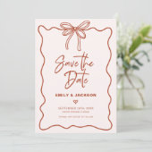 Coquette Bow Border Wedding Save The Date Kaart (Staand voorkant)