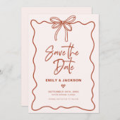 Coquette Bow Border Wedding Save The Date Kaart (Voorkant / Achterkant)