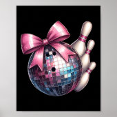 Coquette Bow Bowling LL Pins Geruite Disco Bowle Poster (Voorkant)