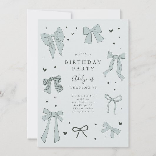 Coquette Bow Boy Verjaardagsfeestje Uitnodiging (Voorkant)