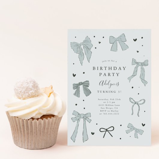 Coquette Bow Boy Verjaardagsfeestje Uitnodiging