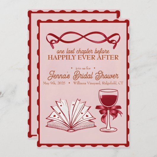 Coquette Bow Bruids douche Uitnodiging | 5x7 aange (Voorkant / Achterkant)