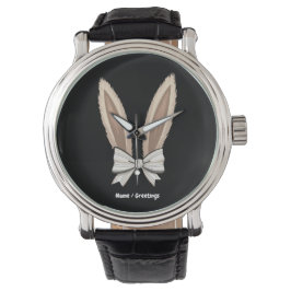 Coquette Bow Bunny Ears Schattige Konijn Happy Eas Horloge