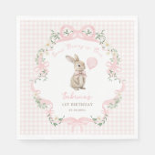 Coquette Bow Bunny Pink Gingham 1st Birthday Servet (Voorkant)