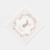 Coquette Bow Bunny Pink Gingham 1st Birthday Servet (Hoek)