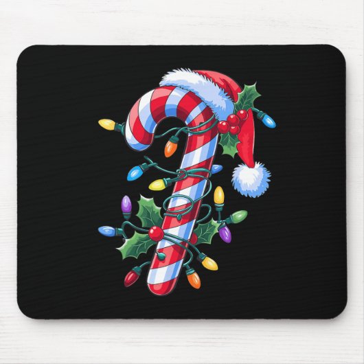 Coquette Bow Candy Cane Schattigee Kerst voor Vrou Muismat (Voorkant)