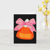 Coquette Bow Candy Corn Women Girls Kids Halloween Kaart (Gele Bloem)