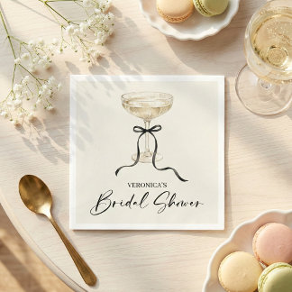 Coquette Bow Champagne Bridal Shower Servet