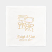 Coquette Bow Champagne Trouwcocktail servetten (Voorkant)