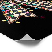 Coquette Bow Checkered Christmas Xmas Lights Pajam Poster (Hoek)