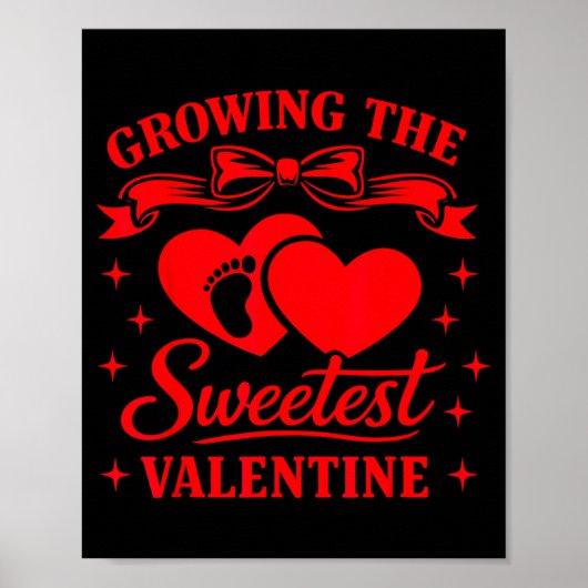 Coquette Bow Cherry Heart Valentine Pregnancy Reve Poster (Voorkant)