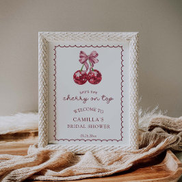 Coquette Bow Cherry op Top Vrijgezellenfeest Welko Poster