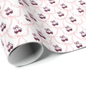 Coquette Bow & Cherry Valentijnsdag Cadeaupapier (Rol Hoek)