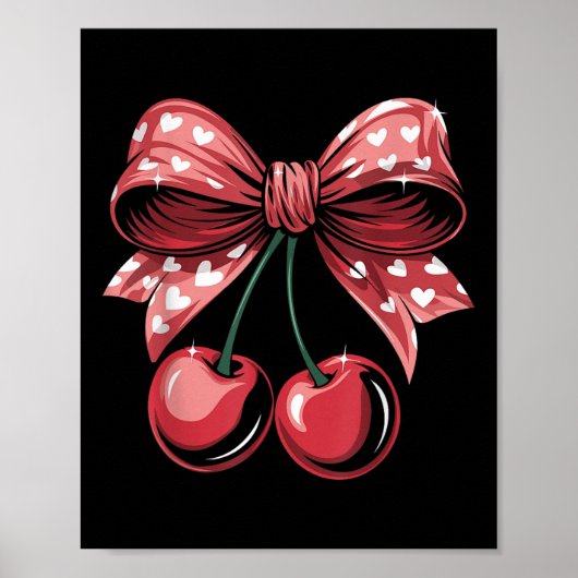 Coquette Bow Cherry Valentijnsdag Hart Vrouwen Gir Poster