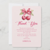 Coquette Bow Cherry Verjaardag Bedankt Card (Voorkant)
