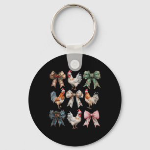 Coquette Bow Chicken Christmas Boerderij Dier Scha Sleutelhanger
