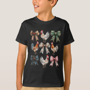 Coquette Bow Chicken Christmas Boerderij Dier Scha T-shirt