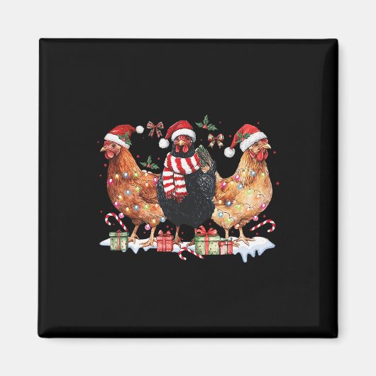 Coquette Bow Chicken Christmas Pet Lights Boerderi Magneet (Voorkant)