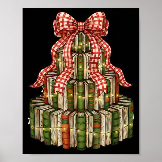 Coquette Bow Christmas Books Xmas Tree Librarian  Poster (Voorkant)