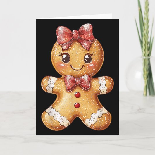 Coquette Bow Christmas Girly Gingerbread Cookie Ba Kaart (Voorkant)