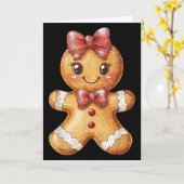 Coquette Bow Christmas Girly Gingerbread Cookie Ba Kaart (Gele Bloem)