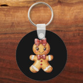 Coquette Bow Christmas Girly Gingerbread Cookie Ba Sleutelhanger (Voorkant)