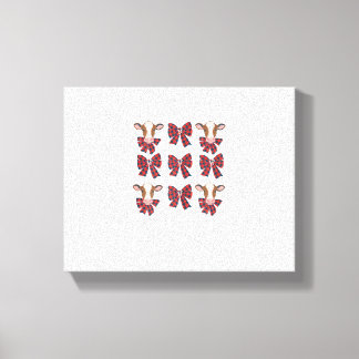 Coquette Bow Christmas Highland Koe Santa Schattig Canvas Afdruk