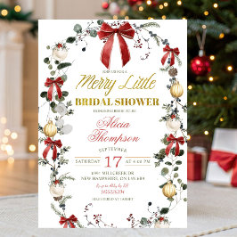 Coquette Bow Christmas Merry Little Bridal Shower Kaart