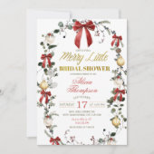 Coquette Bow Christmas Merry Little Bridal Shower Kaart (Voorkant)