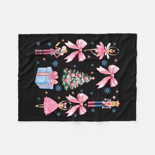 Coquette Bow Christmas Nutcracker Ballet Festive W Fleece Deken (Voorkant (Horizontaal))