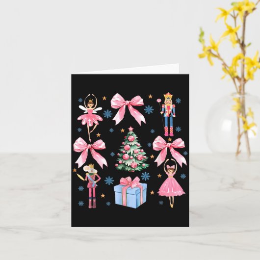 Coquette Bow Christmas Nutcracker Ballet Festive W Kaart (Gele Bloem)