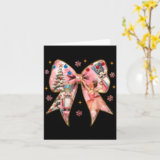 Coquette Bow Christmas Nutcracker Ballet Festive W Kaart (Gele Bloem)