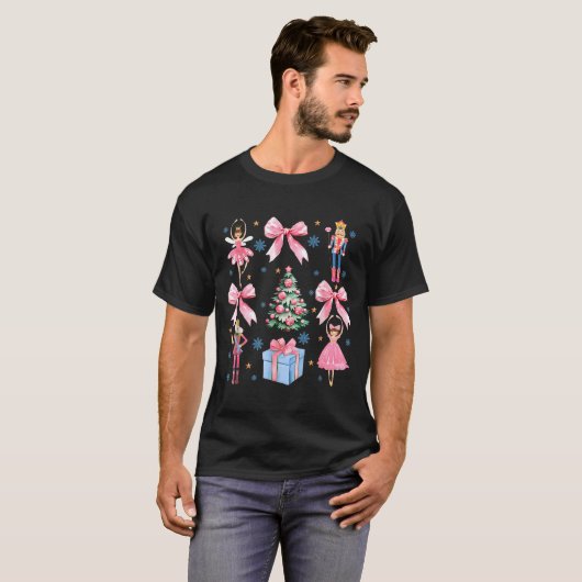 Coquette Bow Christmas Nutcracker Ballet Festive W T-shirt (Voorkant volledig)