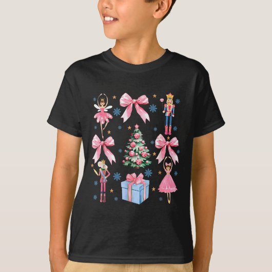 Coquette Bow Christmas Nutcracker Ballet Festive W T-shirt (Voorkant)