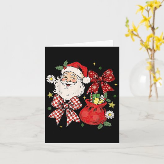Coquette Bow Christmas Santa Claus Xmas Holiday Wo Kaart (Gele Bloem)
