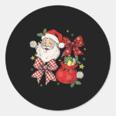 Coquette Bow Christmas Santa Claus Xmas Holiday Wo Ronde Sticker (Voorkant)