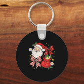 Coquette Bow Christmas Santa Claus Xmas Holiday Wo Sleutelhanger (Voorkant)